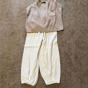 Stylish Beige and Cream Sweater Set